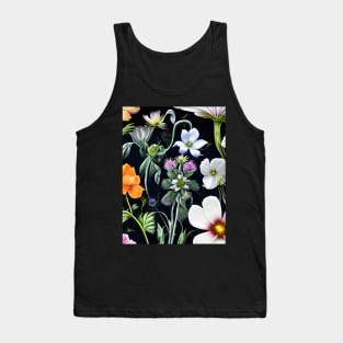 Colorful meadow flowers on a dark background Tank Top